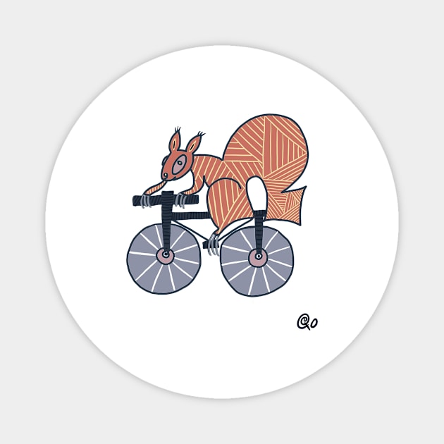 Squirrel on bike Magnet by Dragonanddaisy